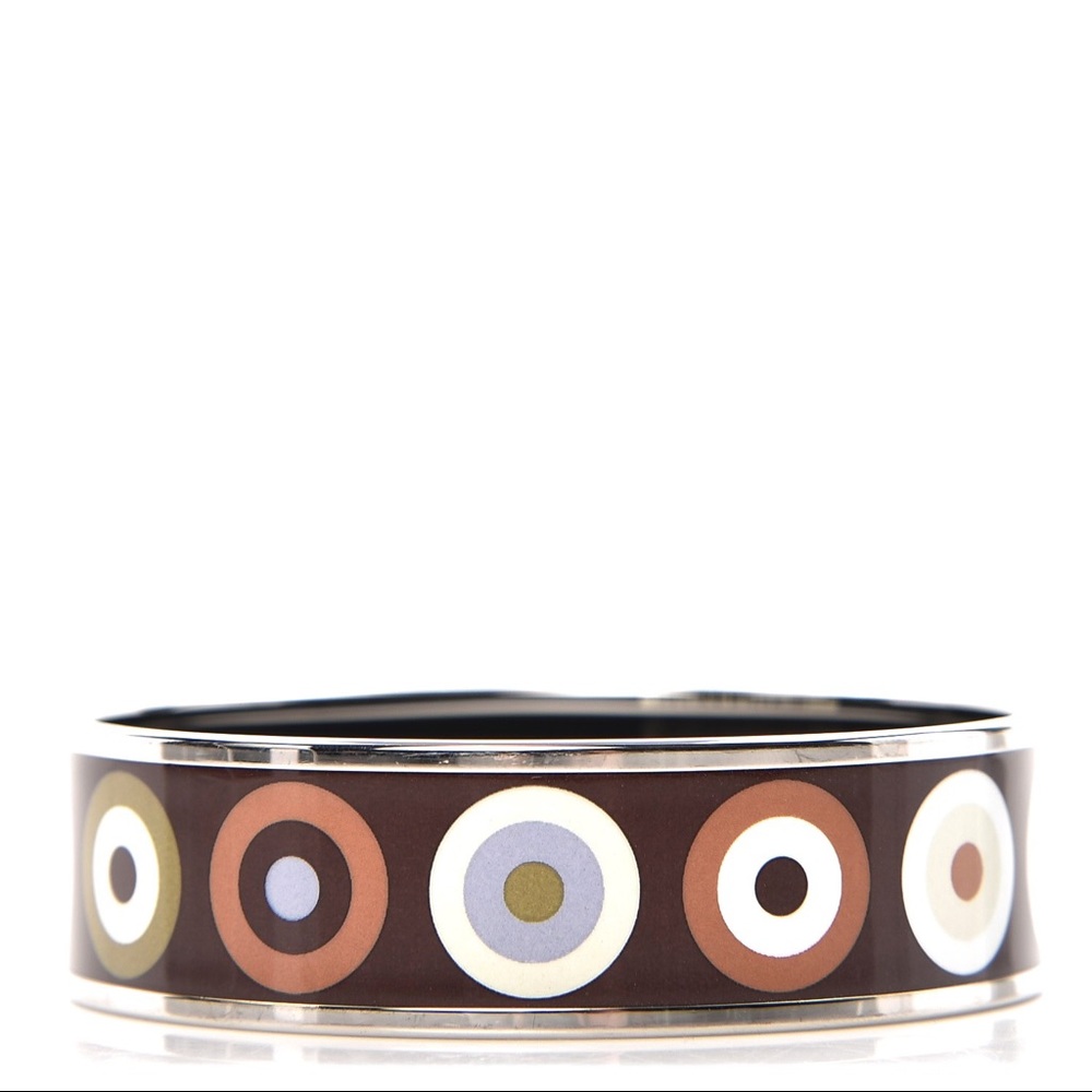 HERMÈS Enamel Circle Printed Wide Bracelet